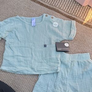 Light Green Baby Outfit with Button Accents